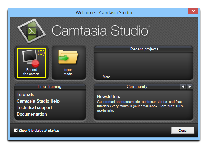 Open Camtasia Recording tool