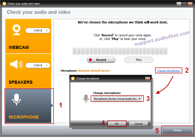 Fig 3: Set Check your audio and video Setting