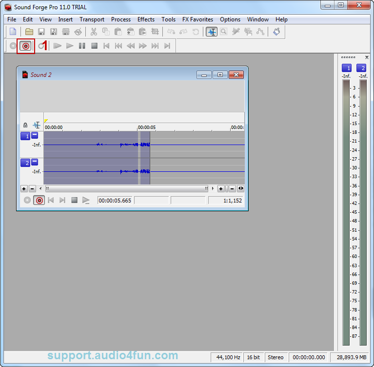 Fig 4: Start the Sound Forge recorder and enjoy your new voice