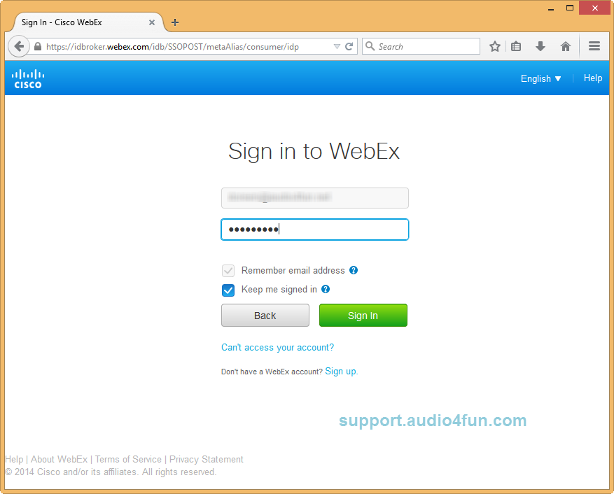 Fig 2: Log in to WebEx