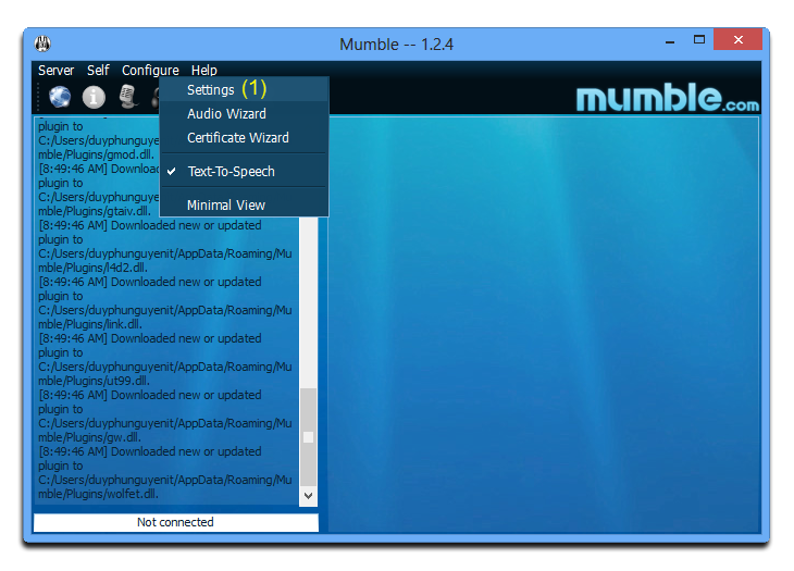 Open Mumble configuration window