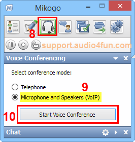 Fig 5: Choose Microphone and Speakes (VoIP) mode