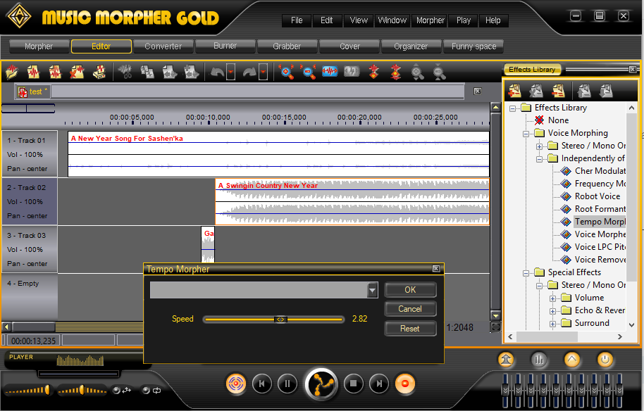 Music Morpher Gold: Add effects