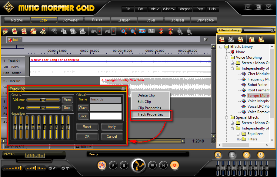 Music Morpher Gold: Track Properties