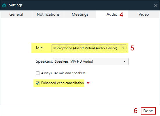 Fig 3: Amazon Chime Audio Settings