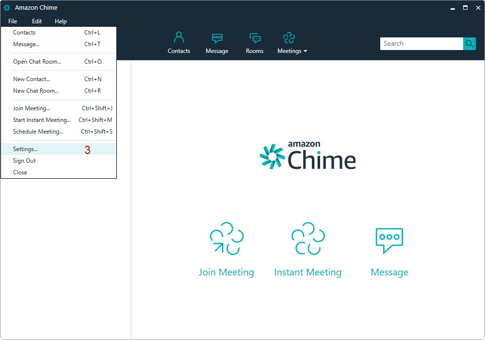 Fig 2: Amazon Chime Settings