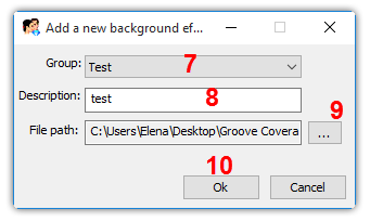 Add background effect dialog box