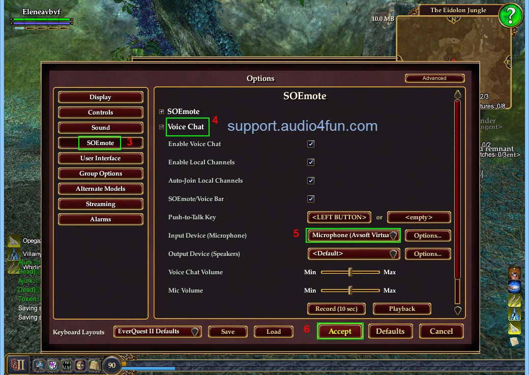 Fig 2 Change Audio settings of EverQuest II