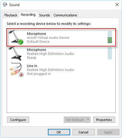 Choose Microphone (AVsoft Virtual Audio Device) Choose Microphone (AVsoft Virtual Audio Device)