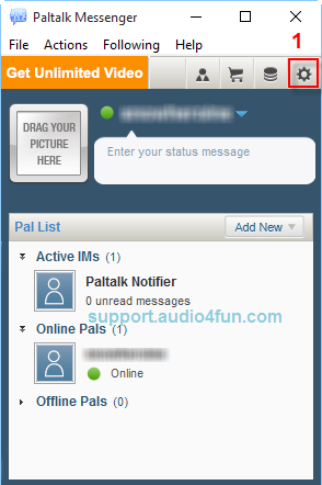 Audio settings of Paltalk Messenger
