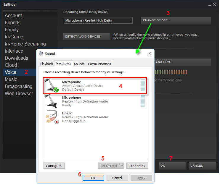 Audio settings of Steam Game