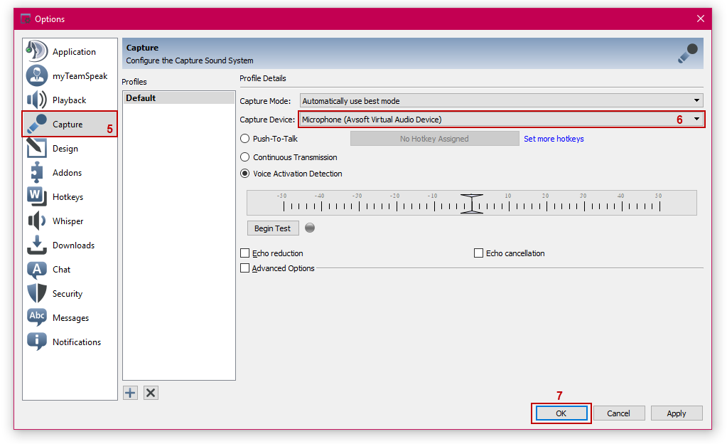 teamspeak could not open capture device