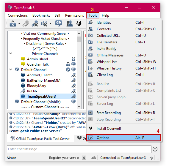TeamSpeak 3 - Options