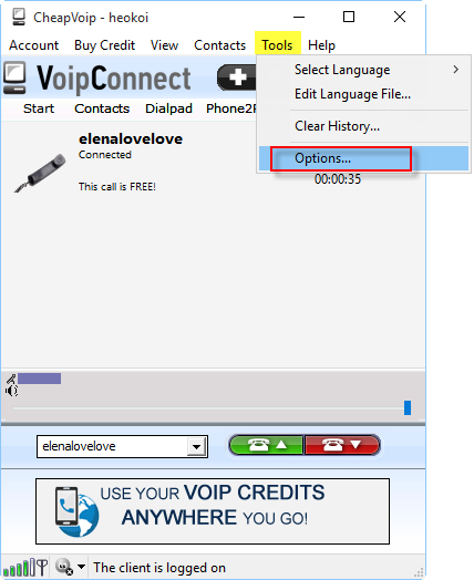 VoipConnect main