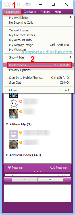 Audio settings of Yahoo Messenger 11