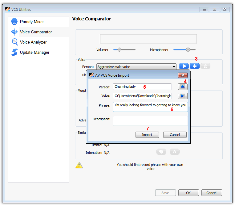 Import the sample voice