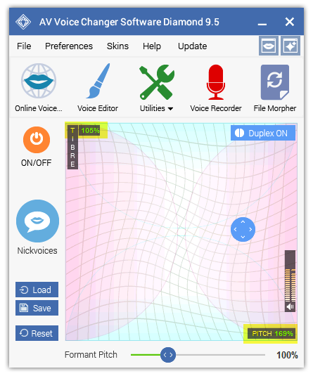 Pitch and Timbre graph to change voice