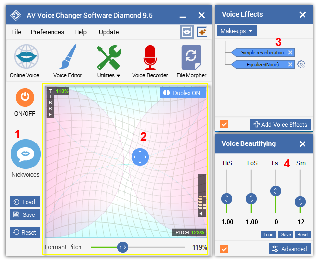 Voice Morpher functions