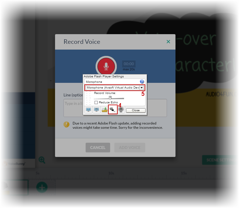 Fig 4: Select Microphone AV Virtual Audio Device