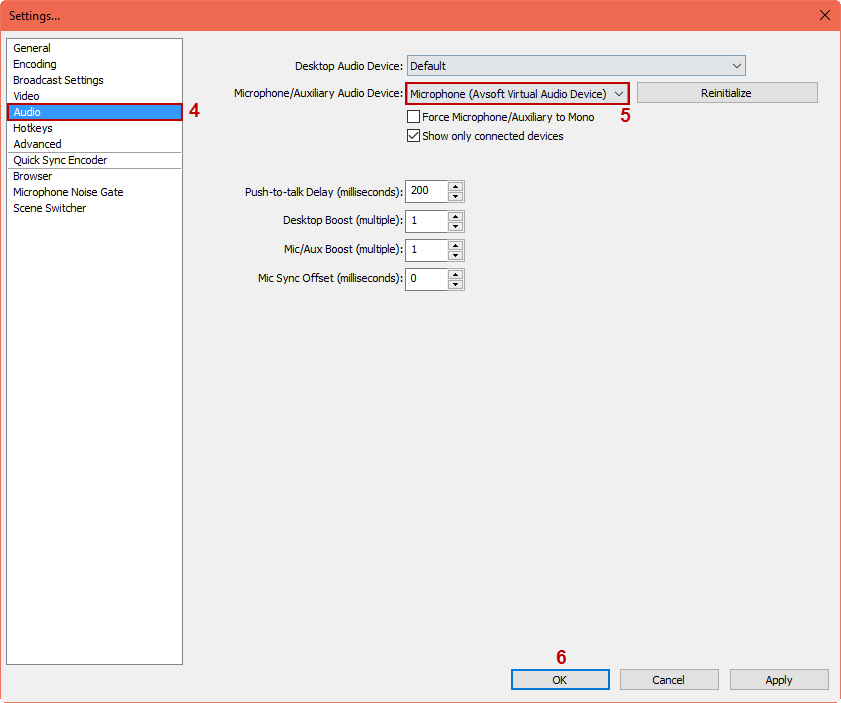 Fig 3: OBS Audio