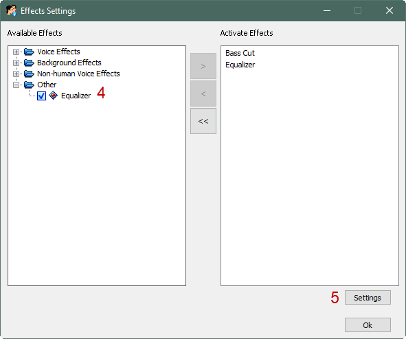 Fig 4: Equalizer Settings