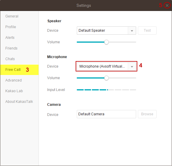 KakaoTalk Call Settings