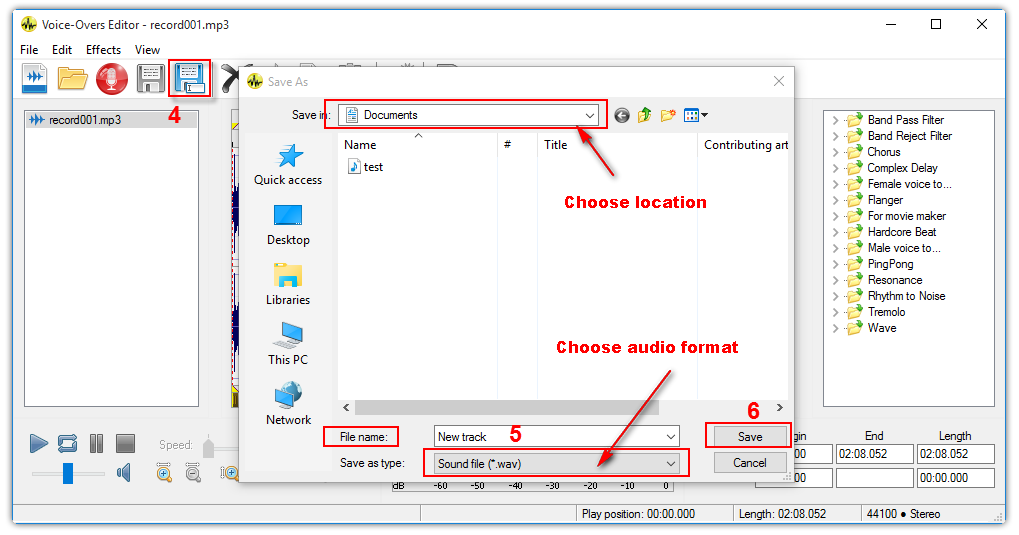 Export stereo audio to mono