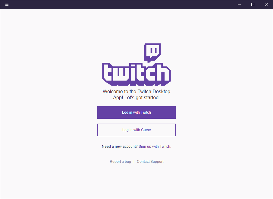 Fig 2: Twitch Desktop - Log in