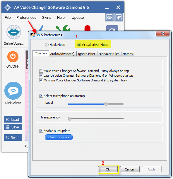 Open VCS Preferences window