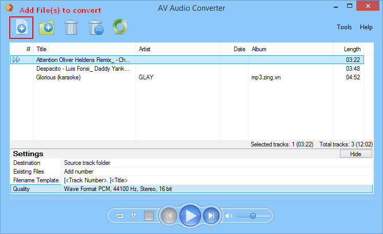 Add Files to Audio Converter