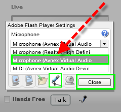 Fig 05: Choose Microphone (Avnex Virtual Audio Device)