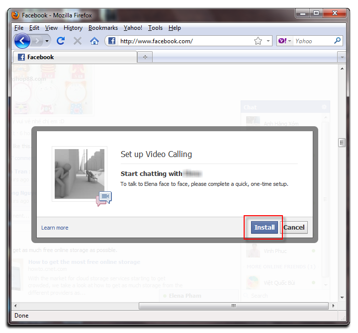 Fig 6: Facebook - Voice chat install