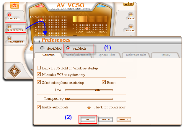 Fig 01: Voice Changer Software Gold main panel