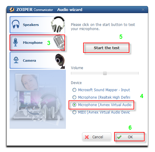 Choose Microphone (Avnex Virtual Audio Device) radio