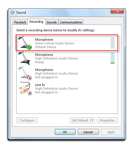 avnex virtual audio device