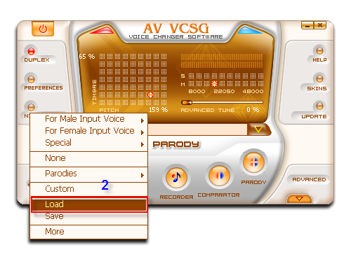 Voice Changer Software Gold - choose Load button