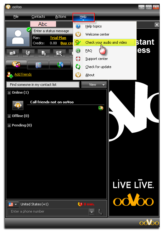 Fig 2: Audio and Video setting of ooVoo