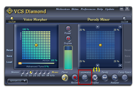 Fig 1: VCSD Main Panel - Comparator icon