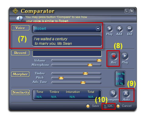 Fig 4: Comparator dialog box