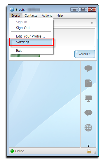 Fig 4: VCS Basic with Brosix settings