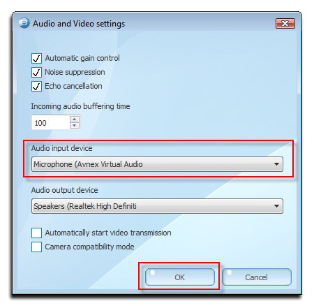 Fig 6: VCS Basic with Brosix [Audio and Video settings]